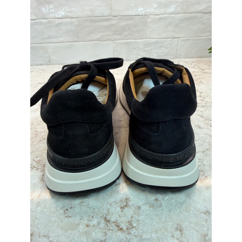 Ralph Lauren Purple Label Black Suede Sneakers Made in Italy Mens 8 D - Picture 3 of 8